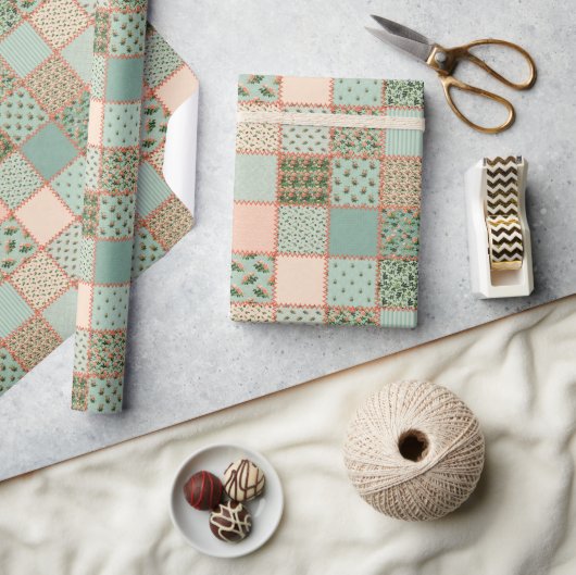 Niedliches Länderquiltmuster Party Geschenkpapier (Kunsthandwerk)