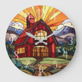niedliches Landgut Imitat Buntglas Große Wanduhr (Vorderseite)