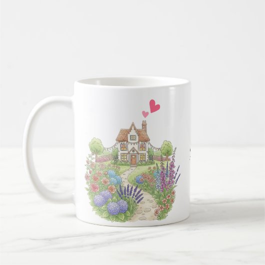 Niedliches Landhaus Personalisiert mit Namen Kaffeetasse (Links)