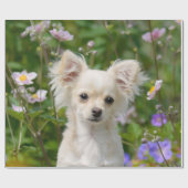 Niedliches Langhaar Chihuahua Dog Welpe Foto Geschenkpapier (Flach)