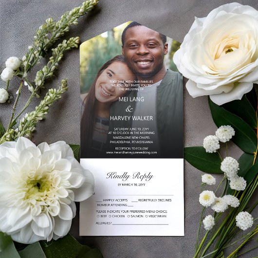 Niedliches Lässiges Foto Hochzeit All In One Einladung