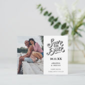 Niedliches Lässiges Foto Hochzeit retten Termine Ankündigungspostkarte (Stehend Vorderseite)