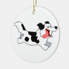 Niedliches Laufen Cartoon Border Collie Ornament