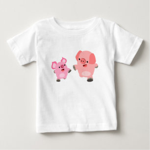 Niedliches Laufen von Cartoon Schweine Baby T - Sh T-shirt