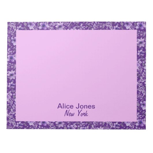 Niedliches Lavendelmuster Aquarellfarben Blume lil Notizblock (Vorderseite)