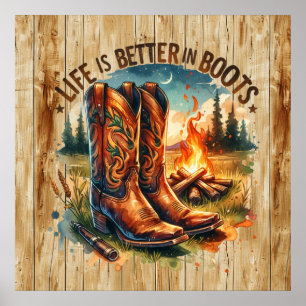 Niedliches Leben Bessere Stiefel Western Poster