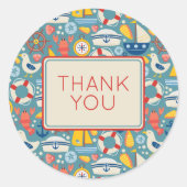 Niedliches Leben in der Nautischen See Vielen Dank Runder Aufkleber (Vorderseite)
