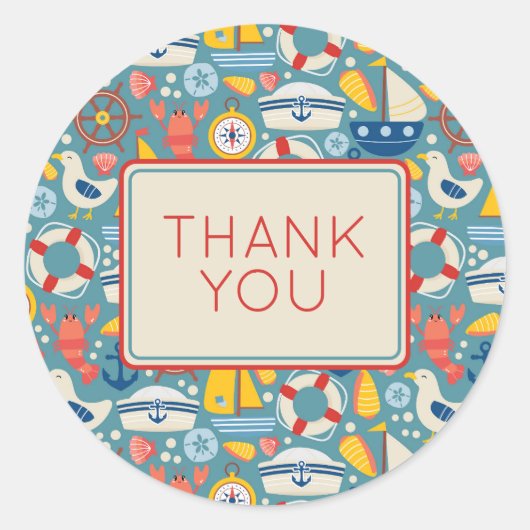 Niedliches Leben in der Nautischen See Vielen Dank Runder Aufkleber (Vorderseite)