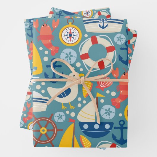 Niedliches Leben in der Seefahrt Geschenkpapier Set (Beispiel)