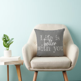 niedliches LEBEN IST BESSER MIT IHNEN Typografie | Kissen