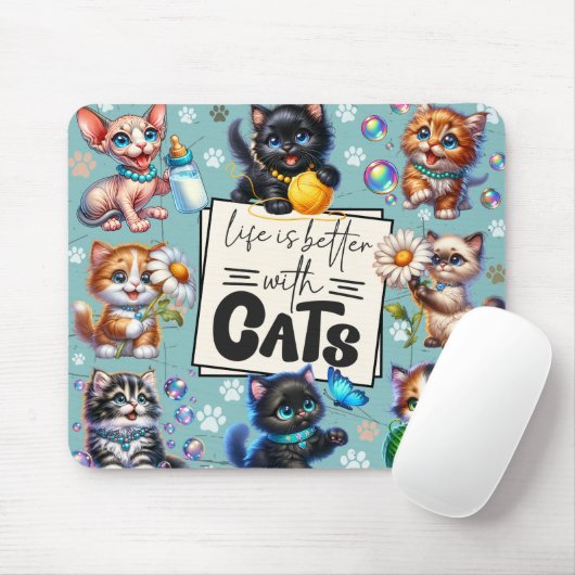 Niedliches Leben ist besser mit Katzen Mousepad (Mit Mouse)