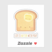 Niedliches Leben ist Butter mit Ihrem Frühstückspu Aufkleber (Blatt)