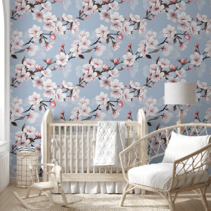 Niedliches, lebendiges Blaurosa Kirschblossom Chic Tapete