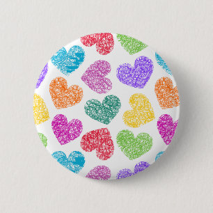 Niedliches, lebendiges, doodled Herz - Valentinsta Button