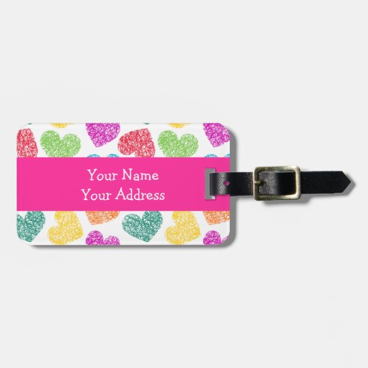 Niedliches, lebendiges, doodled Herz - Valentinsta Gepäckanhänger (Vorderseite horizontal)