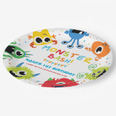 Niedliches, lebendiges Kleinmonster 1. Geburtstag Pappteller (Schrägansicht)