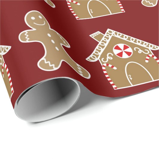 Niedliches Lebkuchen/Bonbons Weihnachten Geschenkpapier (Rolleneckpunkt)