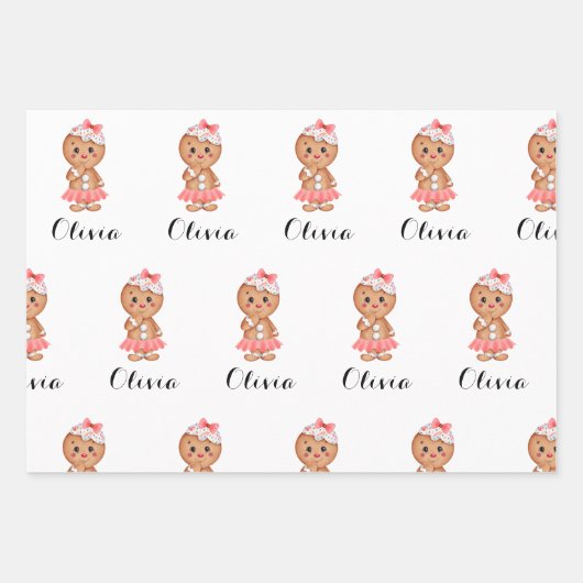 niedliches Lebkuchen Geschenkpapier Set (Vorderseite)