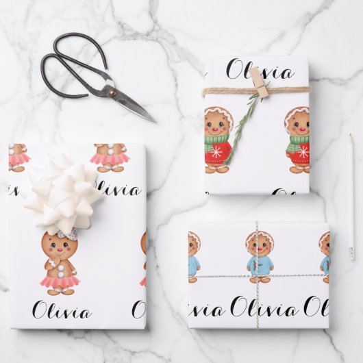 niedliches Lebkuchen Geschenkpapier Set (Vorderseite)