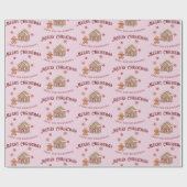 Niedliches Lebkuchen Haus Rosa Weihnachten Geschenkpapier (Flach)
