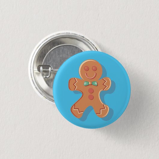 Niedliches Lebkuchen-Mann-Button Button (Vorne & Hinten)