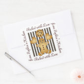 Niedliches Lebkuchen Mann Cookie hausgemachte Etik Quadratischer Aufkleber (Umschlag)