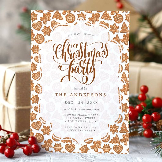 Niedliches Lebkuchen Mann Kekse Weihnachtsfeiertag Einladung