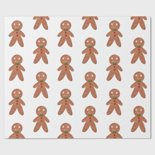 Niedliches Lebkuchen Mann Weihnachtsfeiertag Geschenkpapier (Flach)