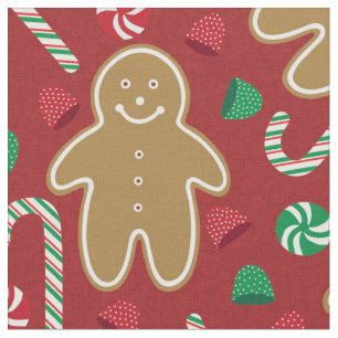 Niedliches Lebkuchen Männer Gumdrops Bonbons auf R Stoff