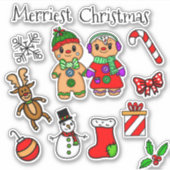 Niedliches Lebkuchen und Weihnachten Aufkleber (Vorderseite)