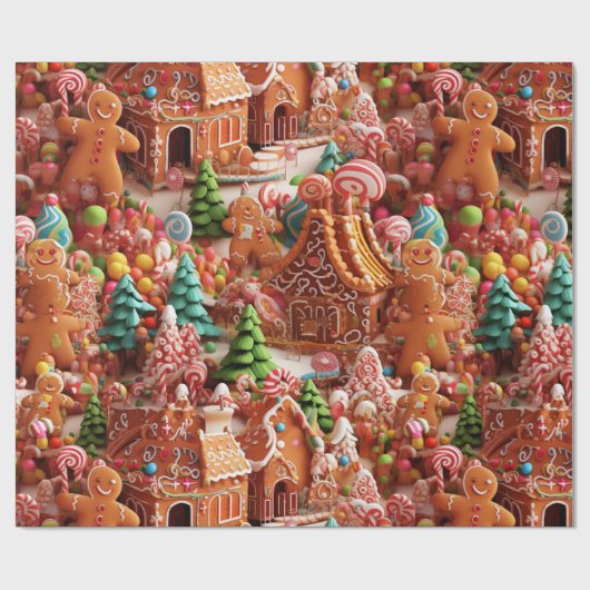 Niedliches Lebkuchen Weihnachten Geschenkpapier (Flach)