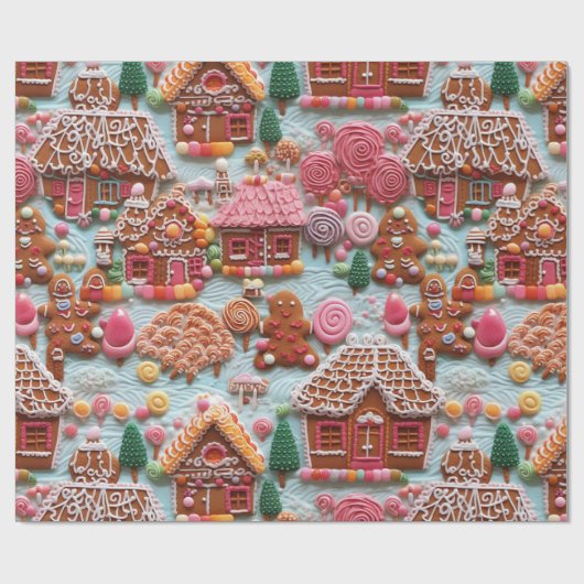 Niedliches Lebkuchen Weihnachten Geschenkpapier (Flach)