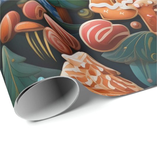 Niedliches Lebkuchen Weihnachten Geschenkpapier (Rolleneckpunkt)