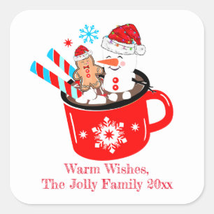 Niedliches Lebkuchen Weihnachten Quadratischer Aufkleber