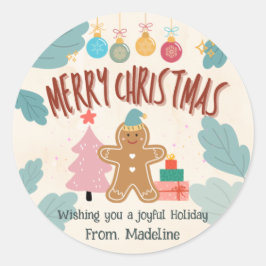 Niedliches Lebkuchen Weihnachten Weihnachten Weihn Runder Aufkleber