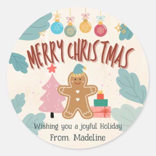 Niedliches Lebkuchen Weihnachten Weihnachten Weihn Runder Aufkleber (Vorderseite)