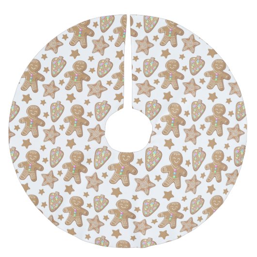Niedliches Lebkuchen Weihnachtsgebäck Muster Polyester Weihnachtsbaumdecke (Vorderseite)