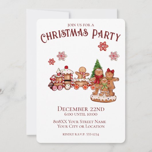 Niedliches Lebkuchengebäck - Bahn und Party Einladung (Vorderseite)