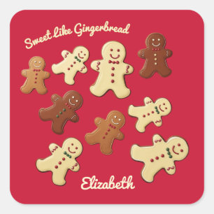Niedliches Lebkuchengebäck Quadratischer Aufkleber