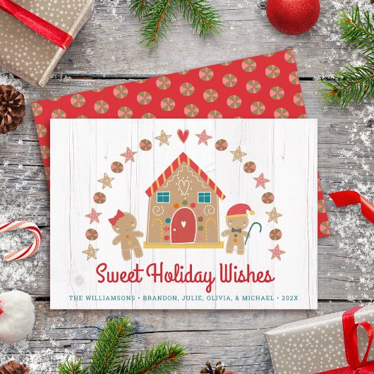 Niedliches Lebkuchengebäck süß wünscht rustikales  Feiertagskarte
