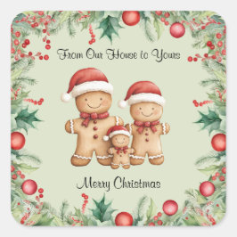 Niedliches Lebkuchengebäck Weihnachten Quadratischer Aufkleber