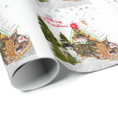 Niedliches Lebkuchenhaus Geschenkpapier (Rolleneckpunkt)