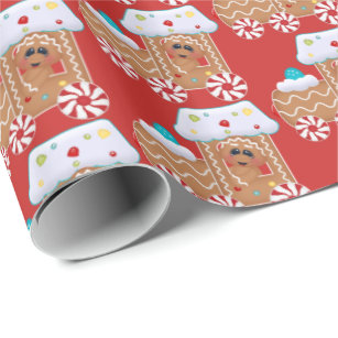 Niedliches Lebkuchenplätzchen WeihnachtsParty mit Geschenkpapier