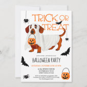 Niedliches Leckerei-Hund-Host-Skript-Halloween-Par Einladung (Vorderseite)