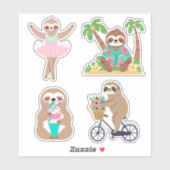 Niedliches Leisure Sloth Set Wasserdicht Aufkleber (Blatt)