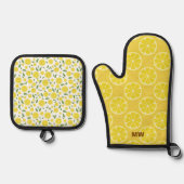 Niedliches Lemon-Design Ofenhandschuh & Topflappen-Set (Vorderseite)