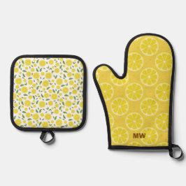 Niedliches Lemon-Design Ofenhandschuh & Topflappen-Set