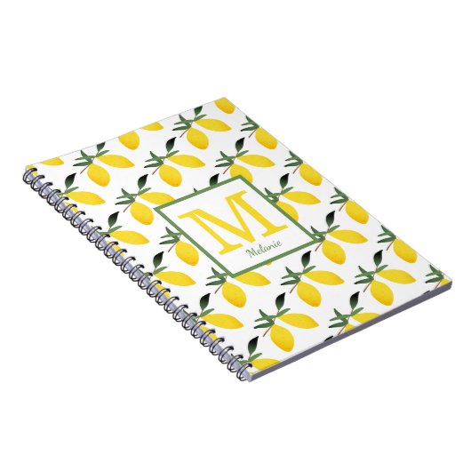 Niedliches Lemon Monogram Name Notebook Notizblock (Rechte Seite)