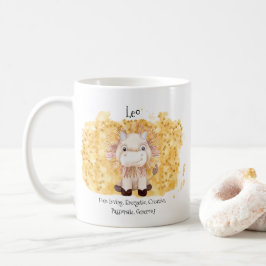 Niedliches Leo Lion Watercolor Bull Zodiac Monogra Kaffeetasse