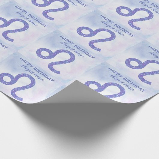 Niedliches Leo Schild Custom Astrologie Lila Gebur Geschenkpapier (Ecke)